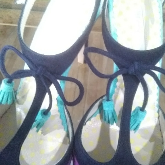 New Boden "Alice" Purple and Navy Tasselled Heels - Picture 7 of 8